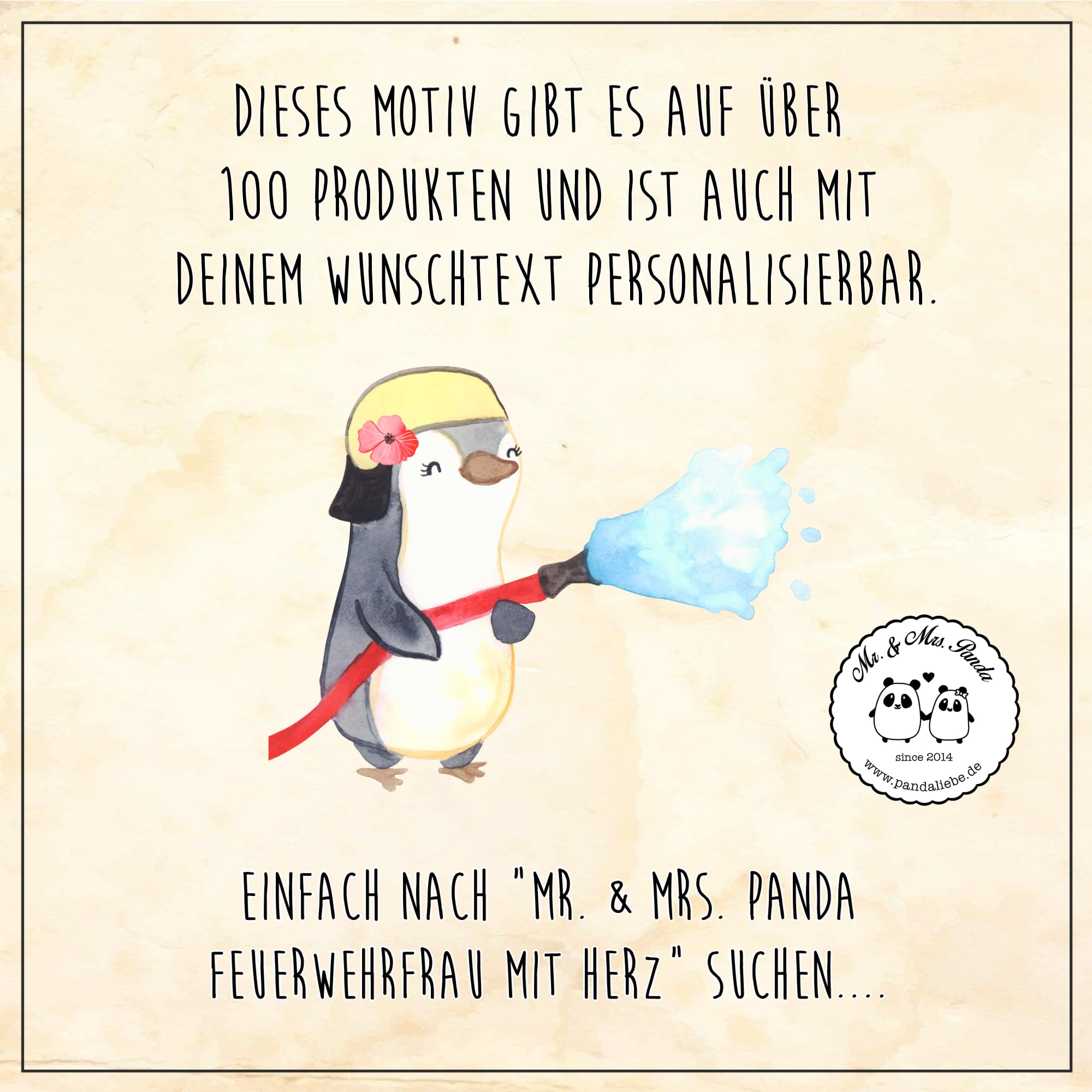 Mr. & Mrs. Panda 50 x 75 cm Fußmatte Feuerwehrfrau Herz - Geschenk, Fußabtreter, Kollege, Haustürmatte, Brandschutz, Vorleger, Jubiläum, Fußmatte