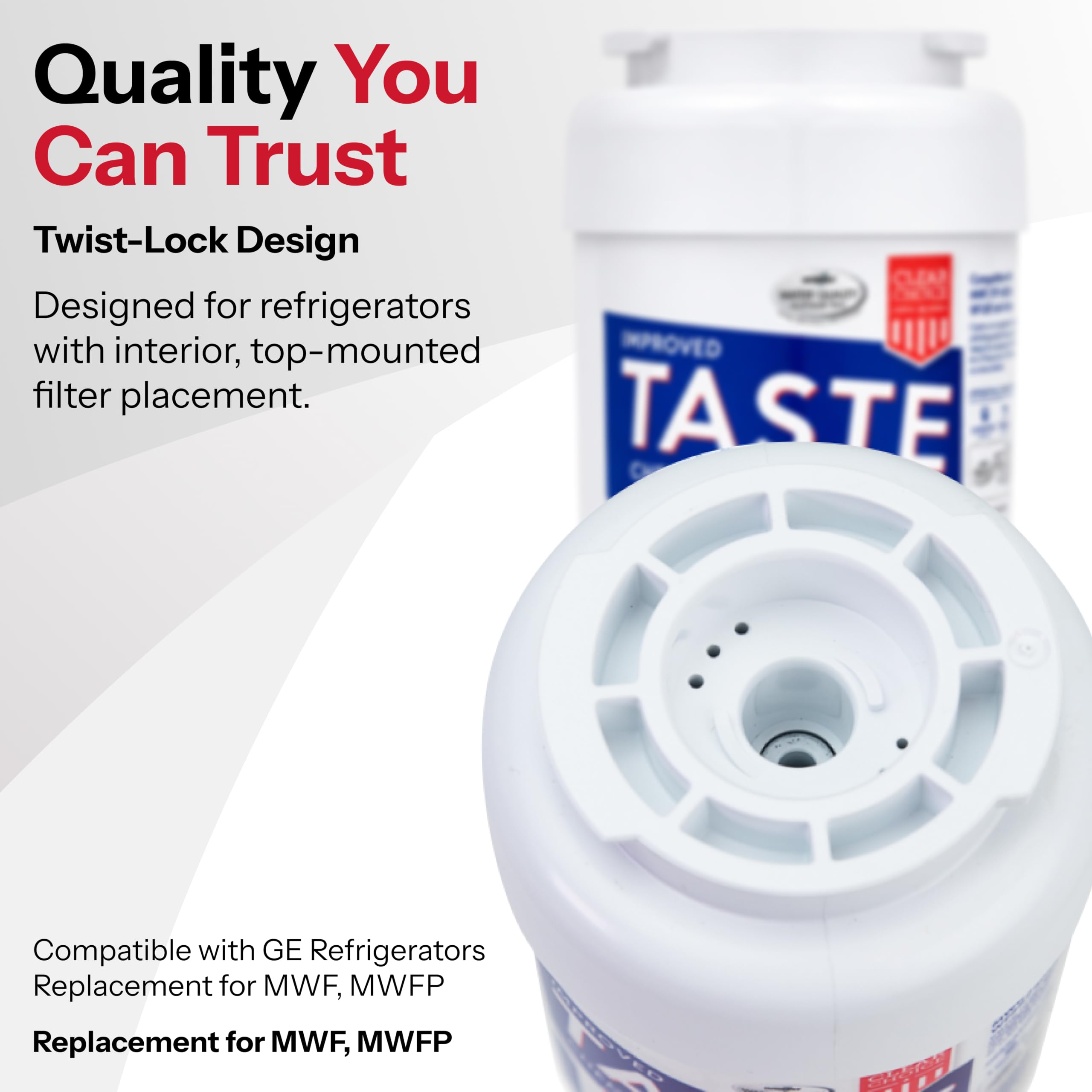 Clear Choice Filtro de sabor de repuesto compatible con filtro de agua de refrigerador GE MWF WF287 EFF-6013A FMG-1 FMG1, filtro de agua para refrigerador, NSF/ANSI 42, caja de 3, fabricado en los