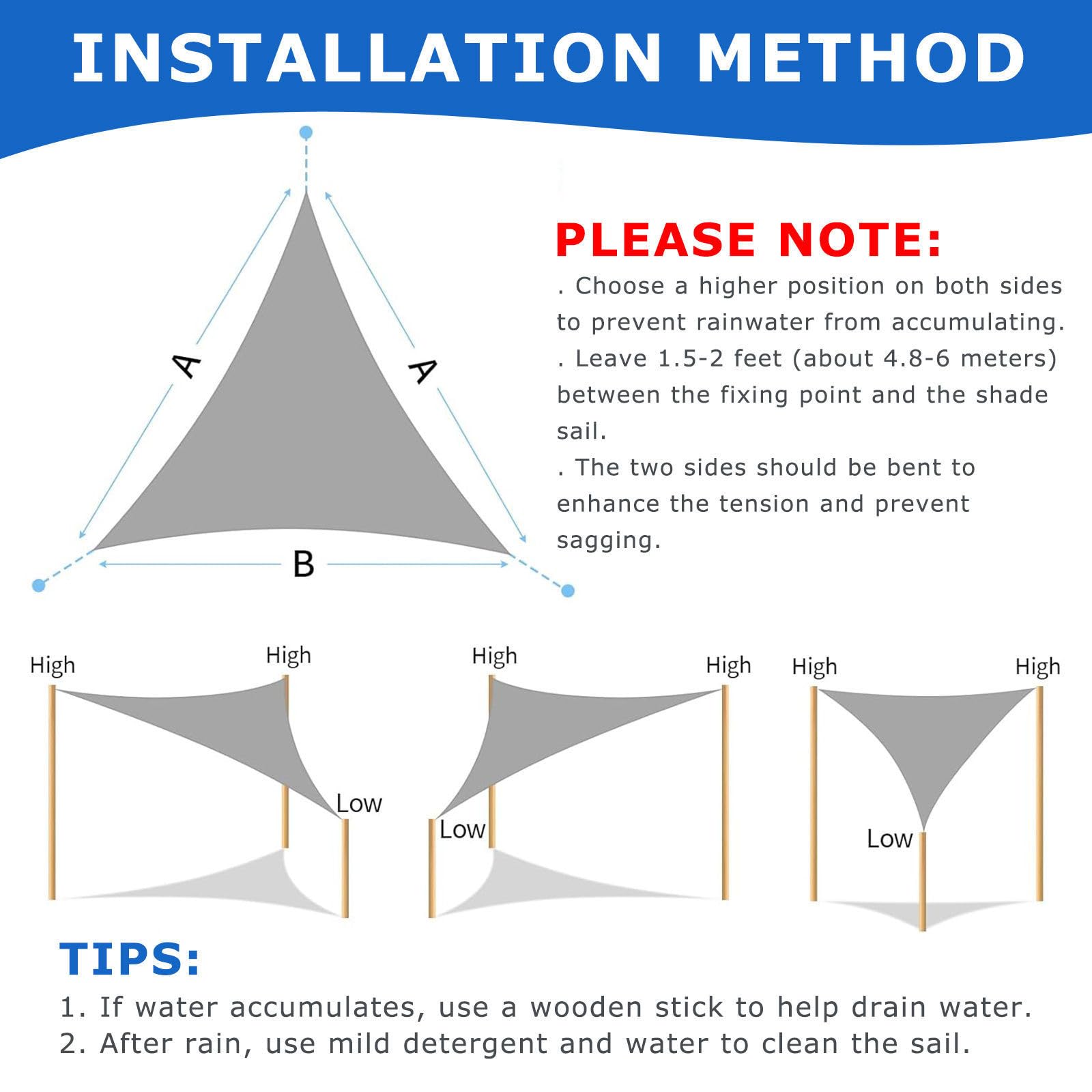 Hiseng Voile D'Ombrage Imperméable Triangulaire, Imprimé