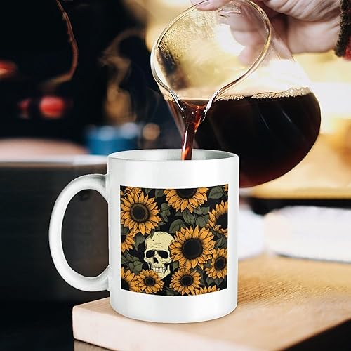 Miniatura 5 de Sunflower Skull Halloween Tazas Para Cafe De Ceramica Vintage Skeleton Hand Travel Mug Mothers Day Gift For Friends Custom Gifts for Anniversary