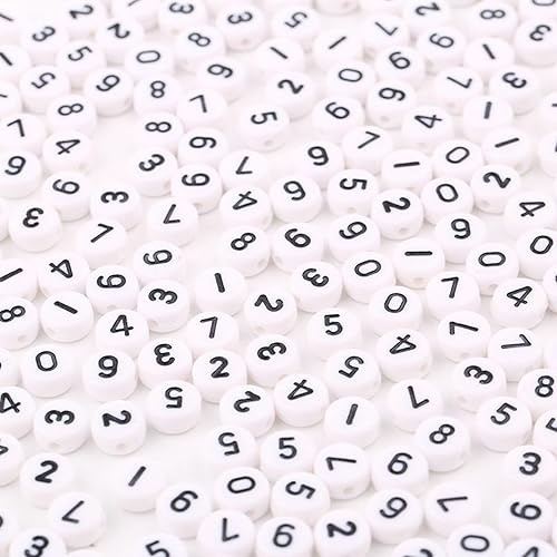 1000 cuentas acrílicas luminosas de número, cuentas de números que brillan en la oscuridad para hacer joyas, 0-9 cuentas redondas negras y coloridas