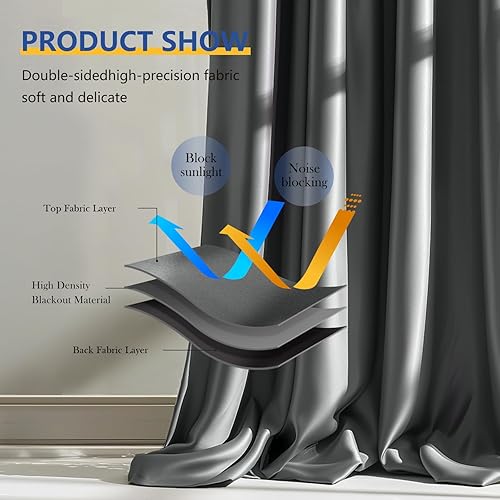 Miniatura 4 de Cortinas divisoras de habitación, cortinas opacas de techo con ganchos, divisores de pared para dormitorio, sala de estar, separación de oficina,