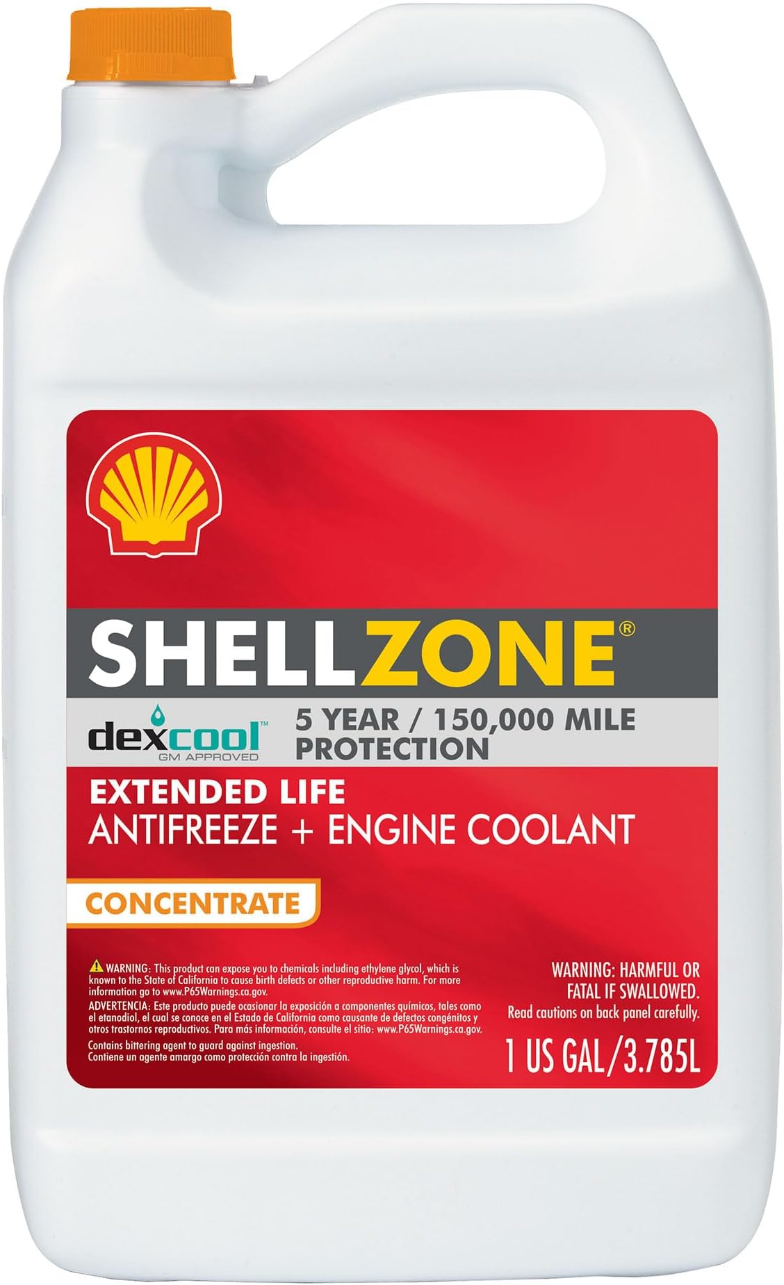 ShellZone Dex-Cool Extended Life ELC Antifreeze + Coolant, Concentrate (1 Gallon, Single Pack)