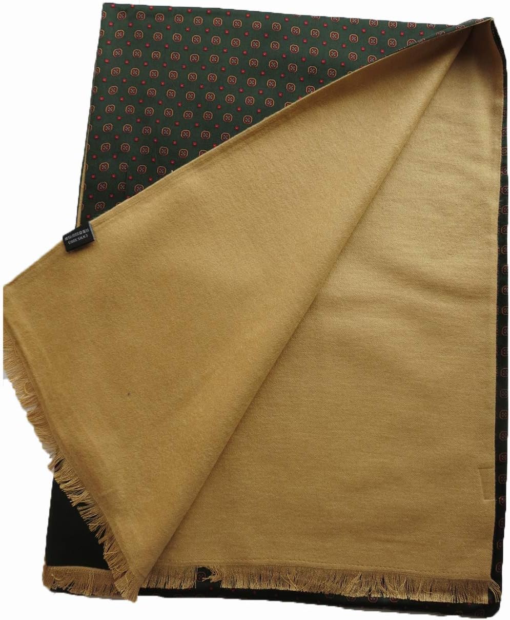 Men's Silk Scarves for Winter Double-Faced 100% Silk with Brushed Lining Warm