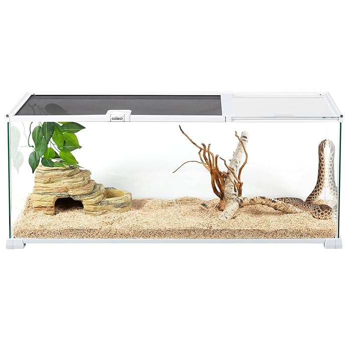Buy OIIBO 20 Gallon Reptile Tank, Dual Sliding Top Cover Reptile
