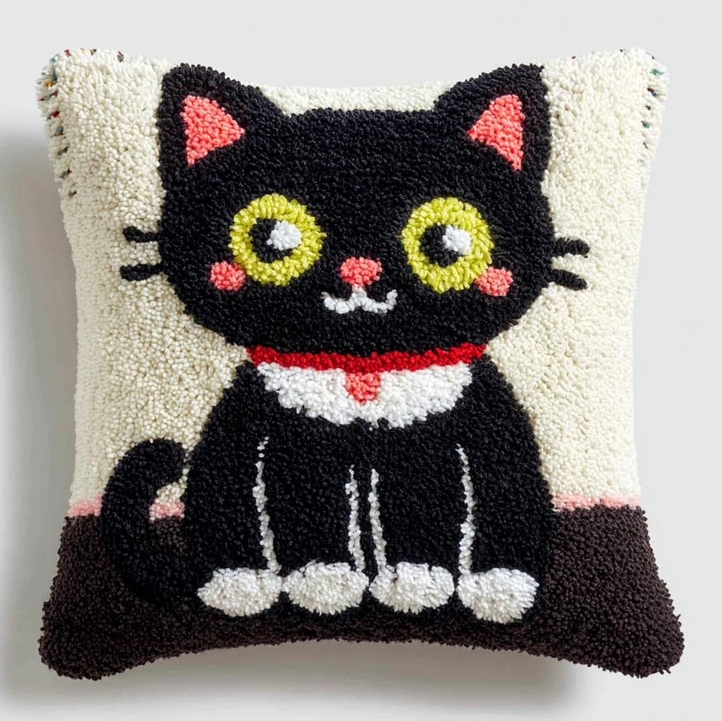 AxiangziK Creative Latch Hook Pillow Kit,Cute cat