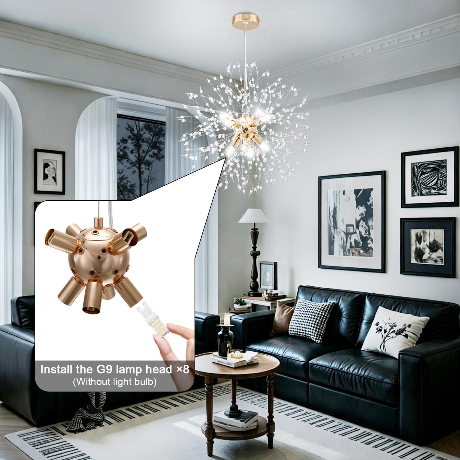 KAWELL Luxe Cristal Plafonnier Moderne Lustre en Cristal