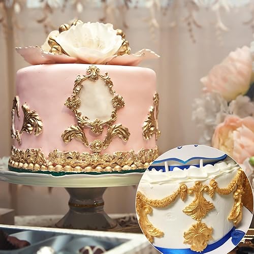 Miniatura 3 de Moldes de fondant de plumas barrocos en relieve, 3 piezas, moldes de silicona de chocolate con pergamino europeo para cupcakes, pasta de flores