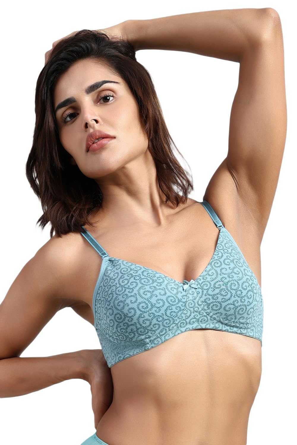 Van Heusen Women's Everyday Cotton Bra|Medium Coverage|Non Padded|Non Wired|Seamless Moulded Cups|Anti Bacterial Tech| Keeps you Fresh|Sweat Absorbent|No Slip Soft Straps|Detachable Straps|Style 11001