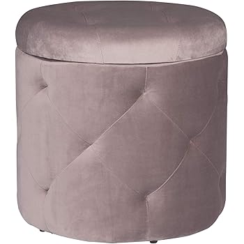 Pouf Contenitore In Velluto - Puffo Rotondo Con Piedini Legno Per Salotto - Foto 2