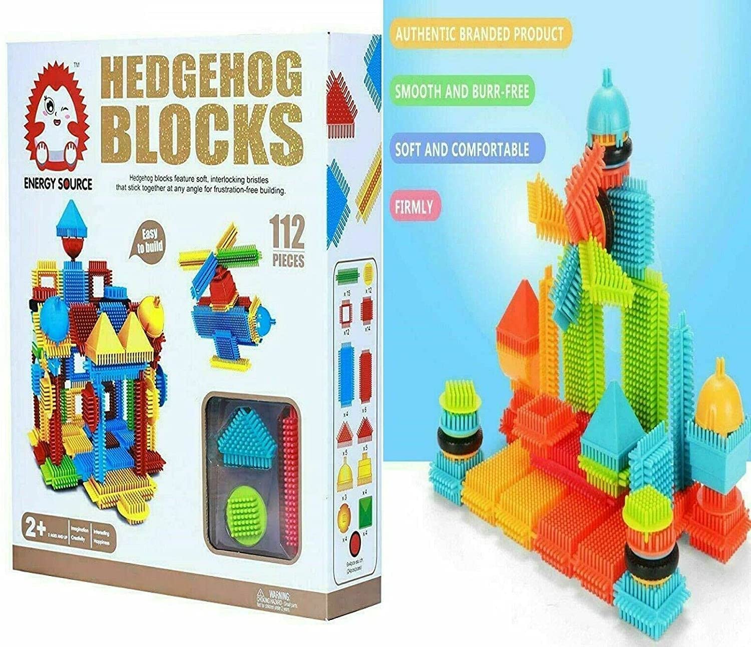 Supershock Stickle Bricks”112 Pcs Creative Building Blocks’ Hedgehog Blocks’ Construction Building Toy Stickle Bricks Bumper Fun’ Toddler learning Toys Gift Set