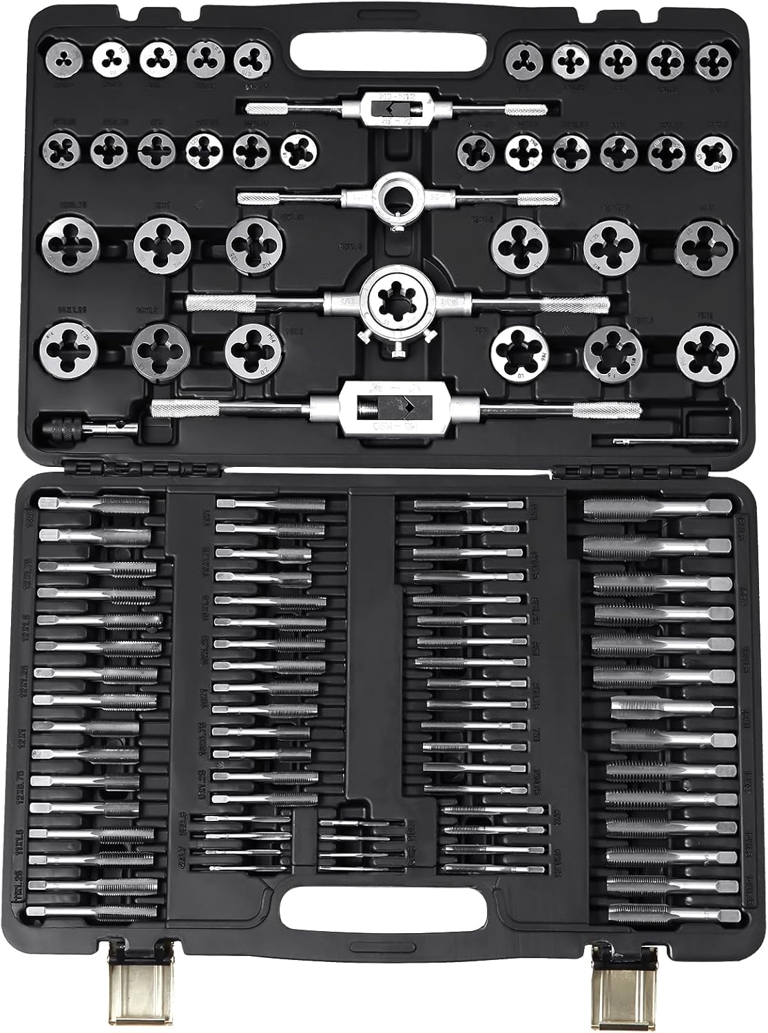 VEVOR Tap and Die Set, 110-Piece Include Metric Size M2 to M18, Bearing Steel Taps and Dies, Essential Threading Tool for Cutting External Internal Threads, with Complete Accessories and Storage Case 110PC Metric
