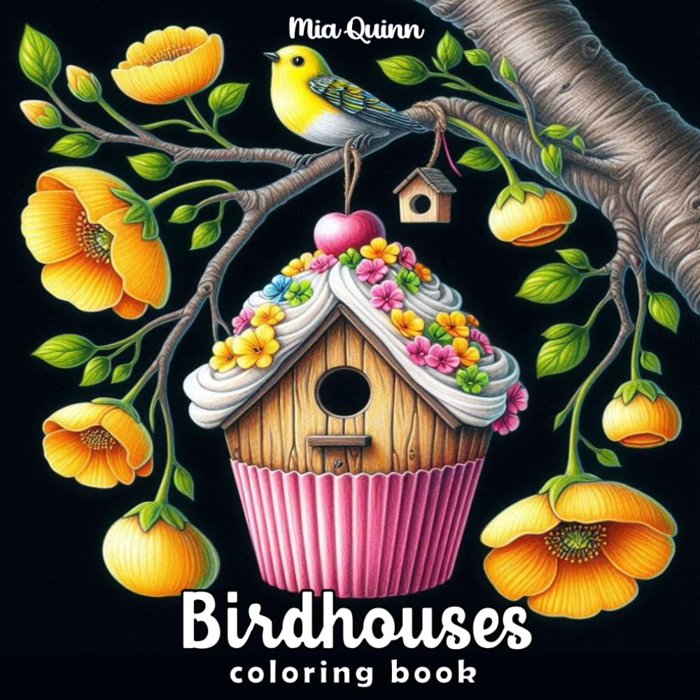 Birdhouses Grayscale Coloring Book: 50 Charming and Whimsical Designs for Adults, Seniors, and Teens for Relaxation, Mindfulness, and Artistic Escape (Fantasy Homes Coloring Books)