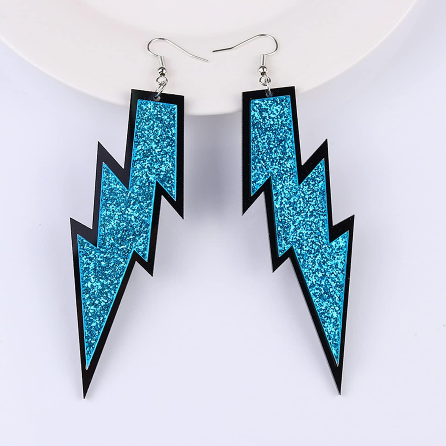 GBAHFY Multicolor 80s Neon Earrings Acrylic Exaggerated Women Lightning Bolt Dangle Earrings Halloween Jewelry 80's Party - Image 5