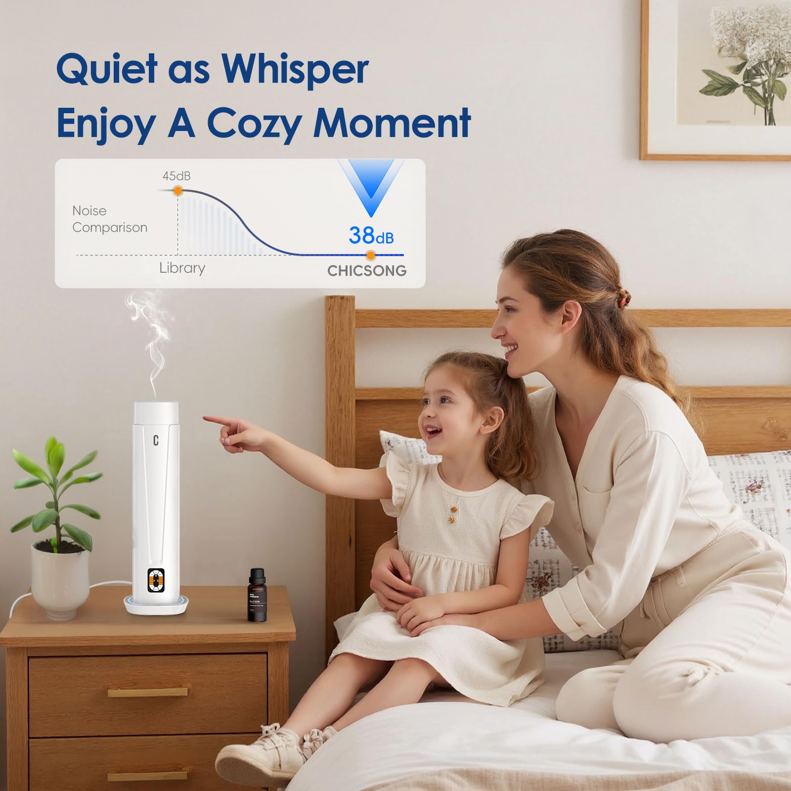 Diffuseur de parfum sans eau – Couverture de 1 200 m², diffuseur d'huiles essentielles avec télécommande, diffuseur d'aromathérapie silencieux avec lumière LED et minuterie, machine à air parfumé pour
