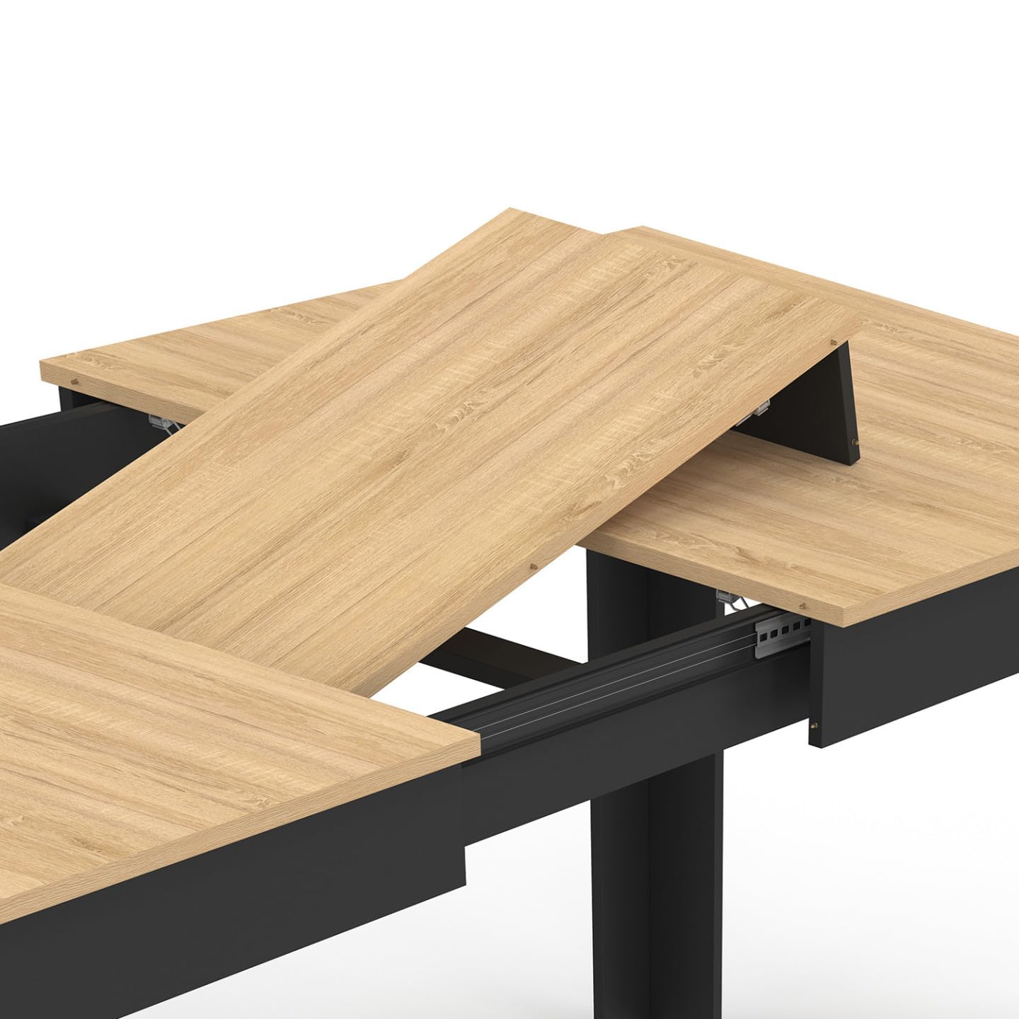 IDMarket - Tavolo da pranzo rettangolare ROZY 4-8 Persone Nero Piano in legno di faggio 160-200 cm