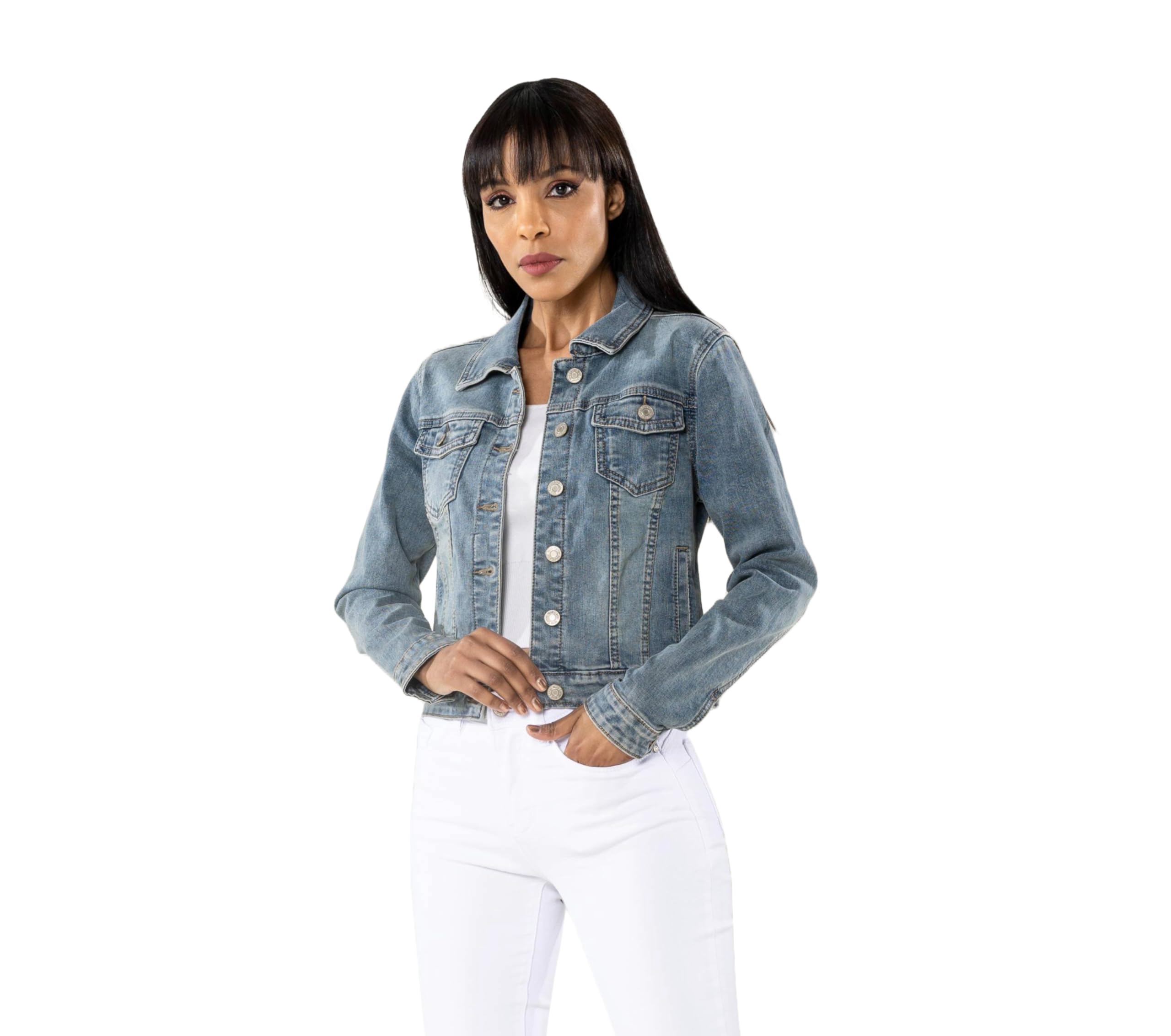 Nina Carter Denim - felpa in jeans da donna, per le mezze stagioni, leggera, casual, blu