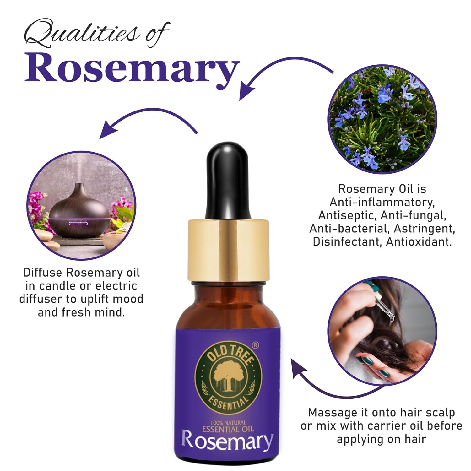 Old Tree Rosemary Essential Oil for Hair Growth for Women & Men (15ml) - Pure and Natural Oil with Dropper for Skin, Body, Diffuser, Aroma Therapy & Relaxation Old Tree Rosemary Essential Oil for Hair Growth for Women & Men (15ml) - Pure and Natural Oil with Dropper for Skin, Body, Diffuser, Aroma Therapy & Relaxation
