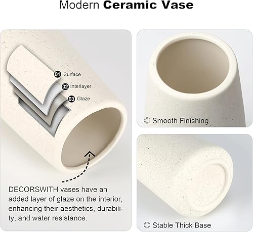 Miniatura 2 de Jarrón pequeño de cerámica, jarrones de 7 pulgadas de alto para flores, hierba de las pampas, brote, rosas, sala de estar, mesa de entrada, baño,