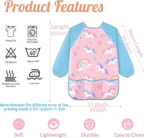 Miniatura 2 de Personalized Kids Art Smock with Name Custom Toddler Waterproof Artist Painting Apron