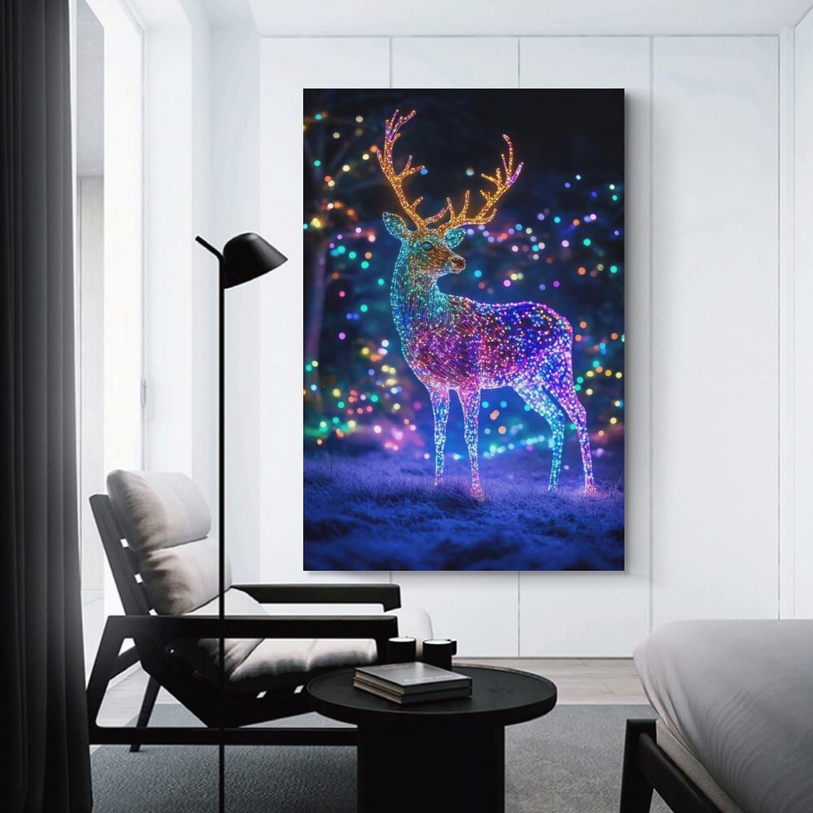 Junmoney Home Decor Wall Art Luminous Neon Reindeer, 08x12inch(20x30cm), for New Homes, Bedrooms Or Workspaces, Home Decor Gift with Stylish Appeal