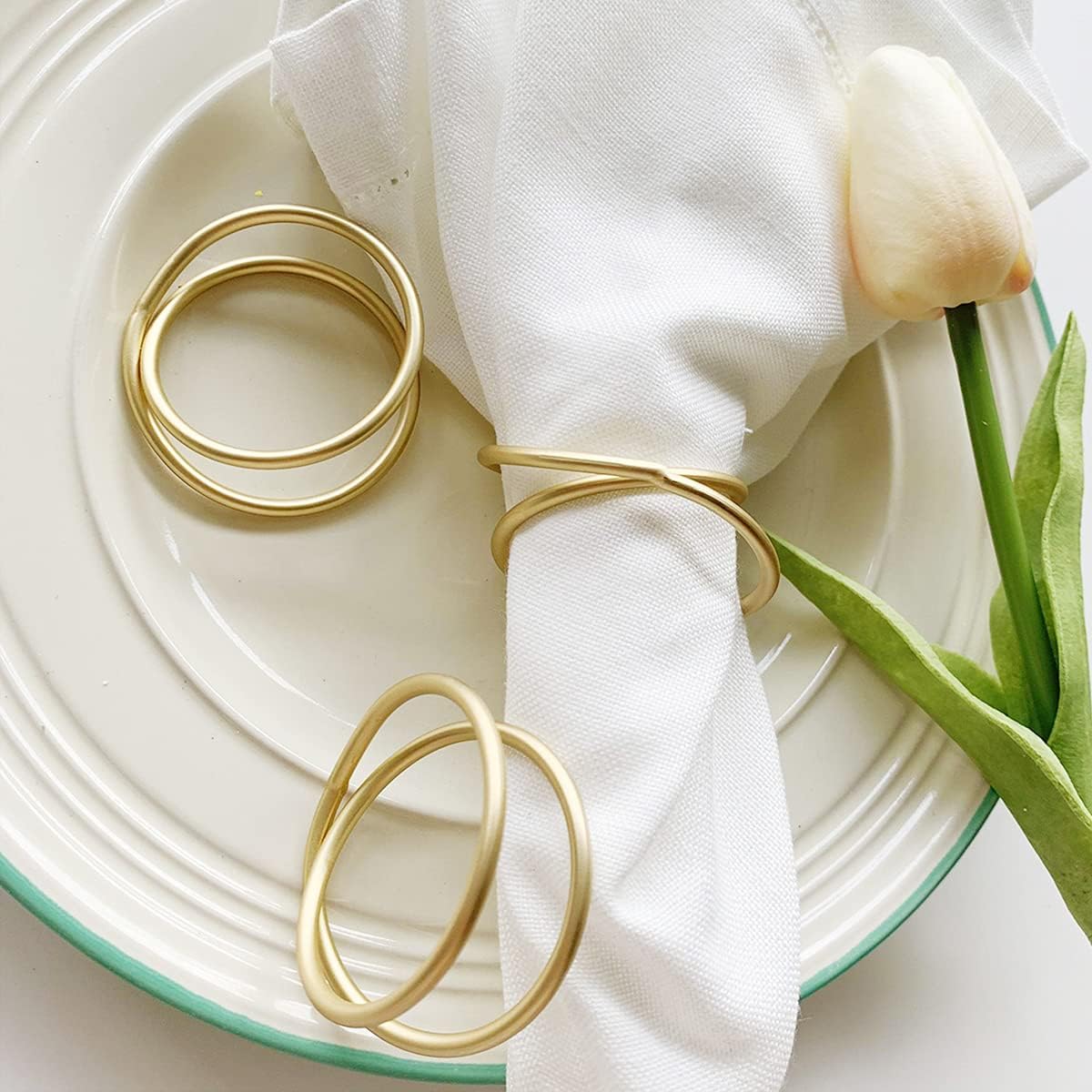 Yukoii Gold Napkin Rings Set of 6, Elegant Napkin Rings for