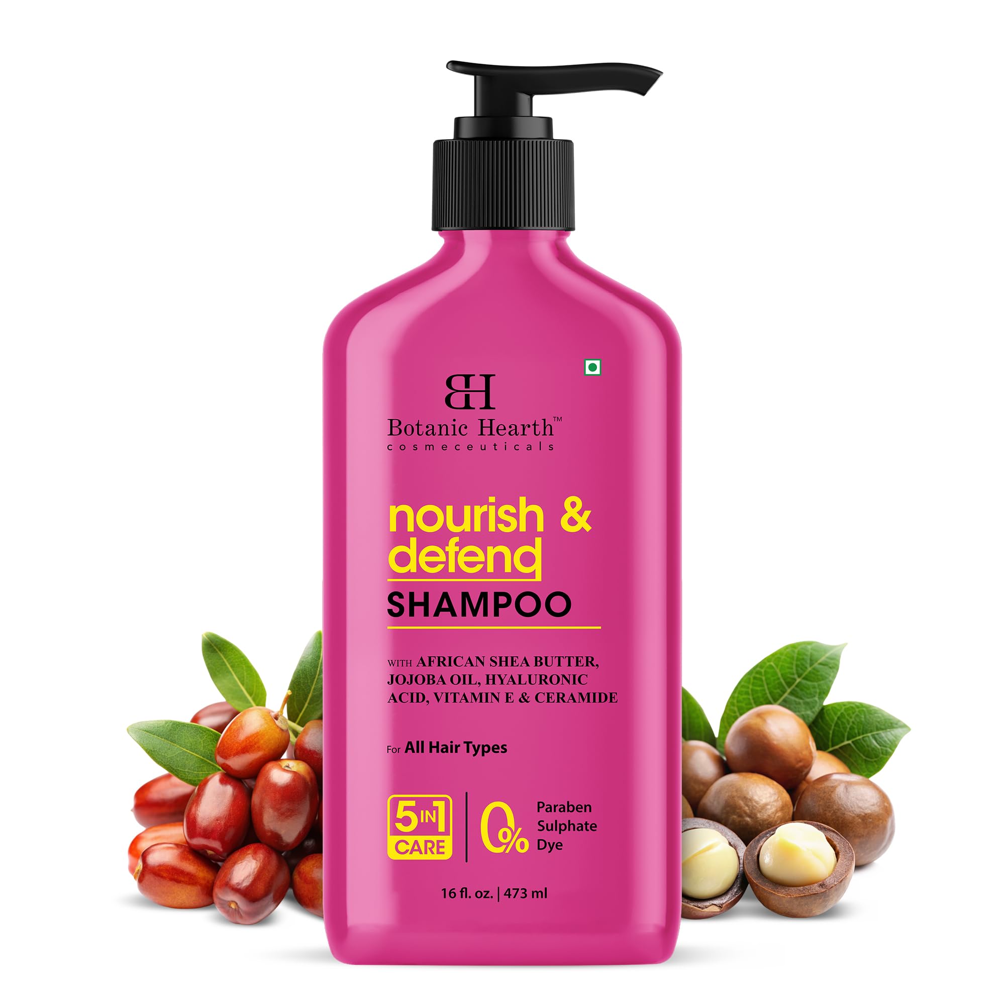 Botanic Hearth African Shea Butter Shampoo Infused With Jojoba Oil, Hyaluronic Acid, Vitamin E & Ceramide | Clarifying Shampoo To Nourish, Defend & Strengthen Hair | For All Hair Types, 16 Fl Oz