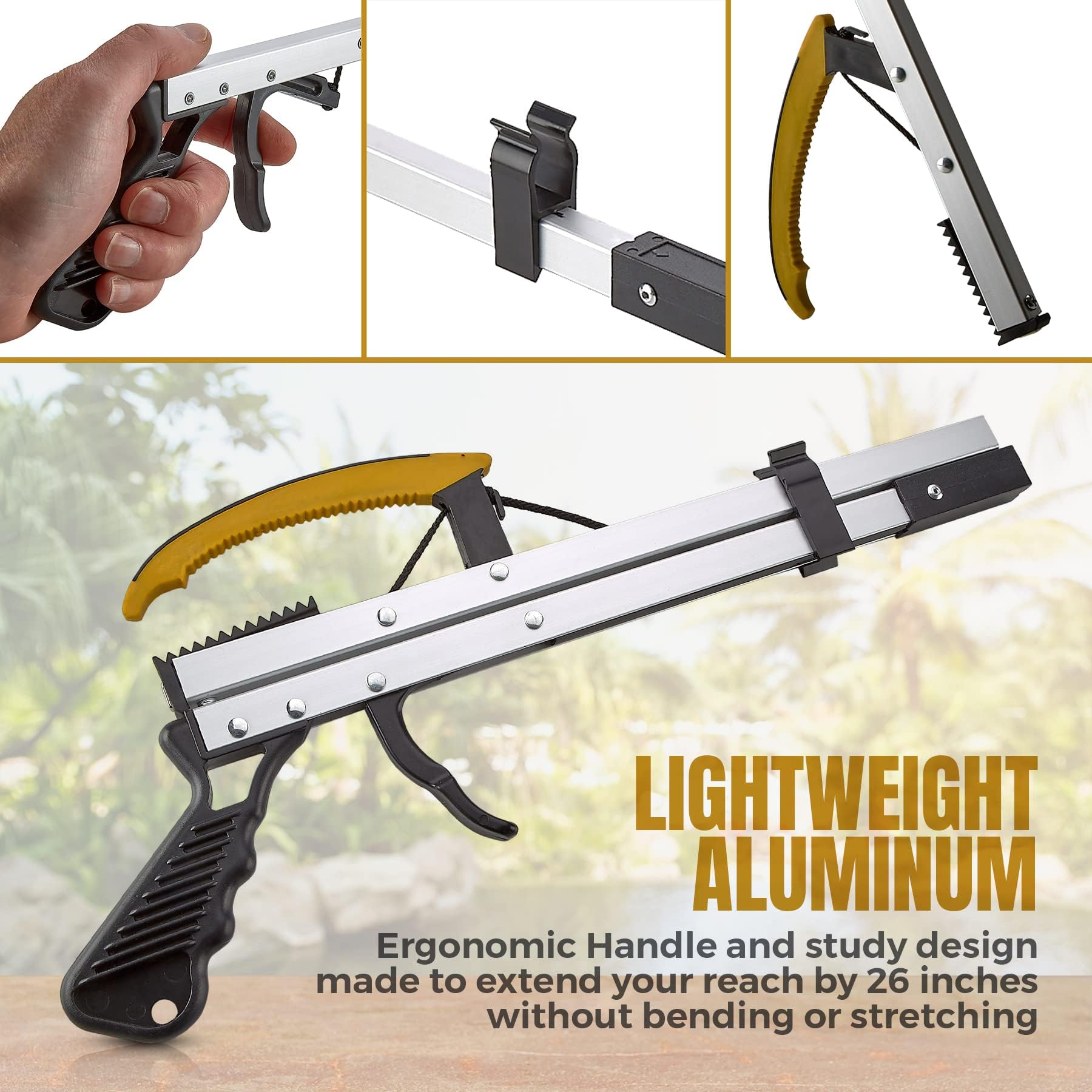 Strumento di presa Reacher Grabber MEDca – Dispositivo di presa con braccio ad artiglio largo con punta magnetica | Leggero e resistente