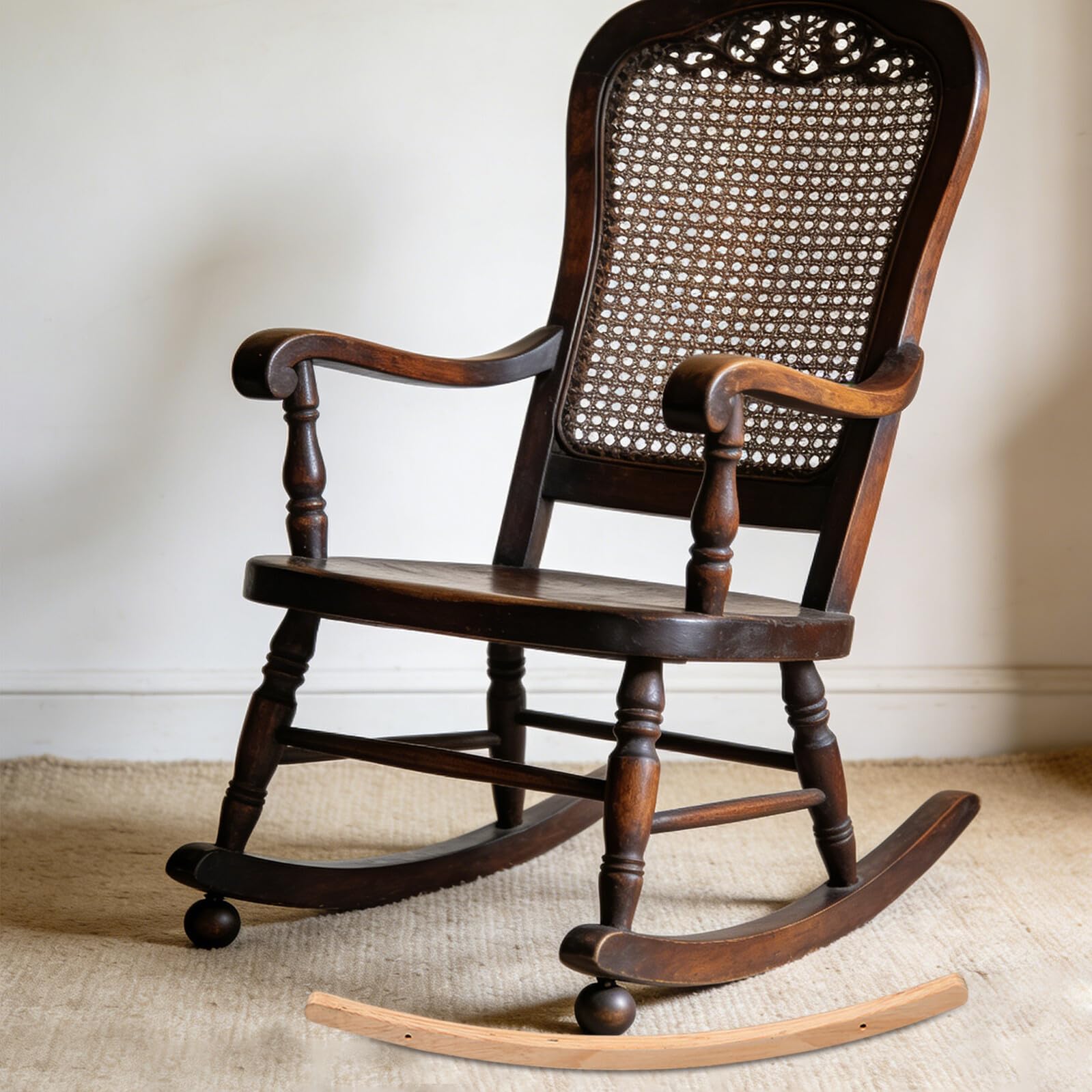 WOONEKY Patas de Madera Curvadas para Mecedora, Repuesto Resistente de Estilo Vintage, Instalación Fácil para Salón y Balcón