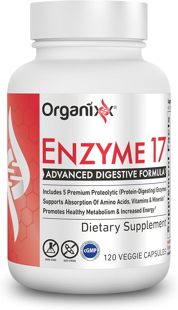 Organixx Enzyme 17 (120 Caps) & Clean Sourced Collagens (30 Serv) Bundle, Digestive Enzymes with Tri-Phase Protease plus Hydrolyzed Collagen Protein, Supports Digestion, Immunity & Joints, Gluten Free