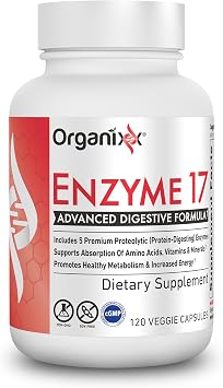 Organixx Enzyme 17 (120 Caps) & Clean Sourced Collagens (30 Serv) Bundle, Digestive Enzymes with Tri-Phase Protease plus Hydrolyzed Collagen Protein, Supports Digestion, Immunity & Joints, Gluten Free