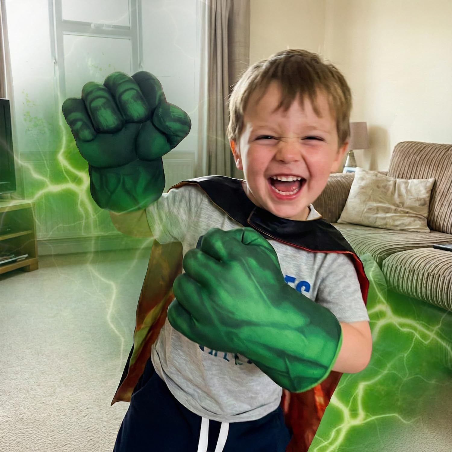 Paire de Gants de Boxe Géants Hulk | Super-Héros | Jouet Enfants | Poing en Mousse avec Attaches | Cadeau Insolite | Cosplay | Jeux | Halloween | Déguisement | Costume | 100% Fun | OriginalCup®