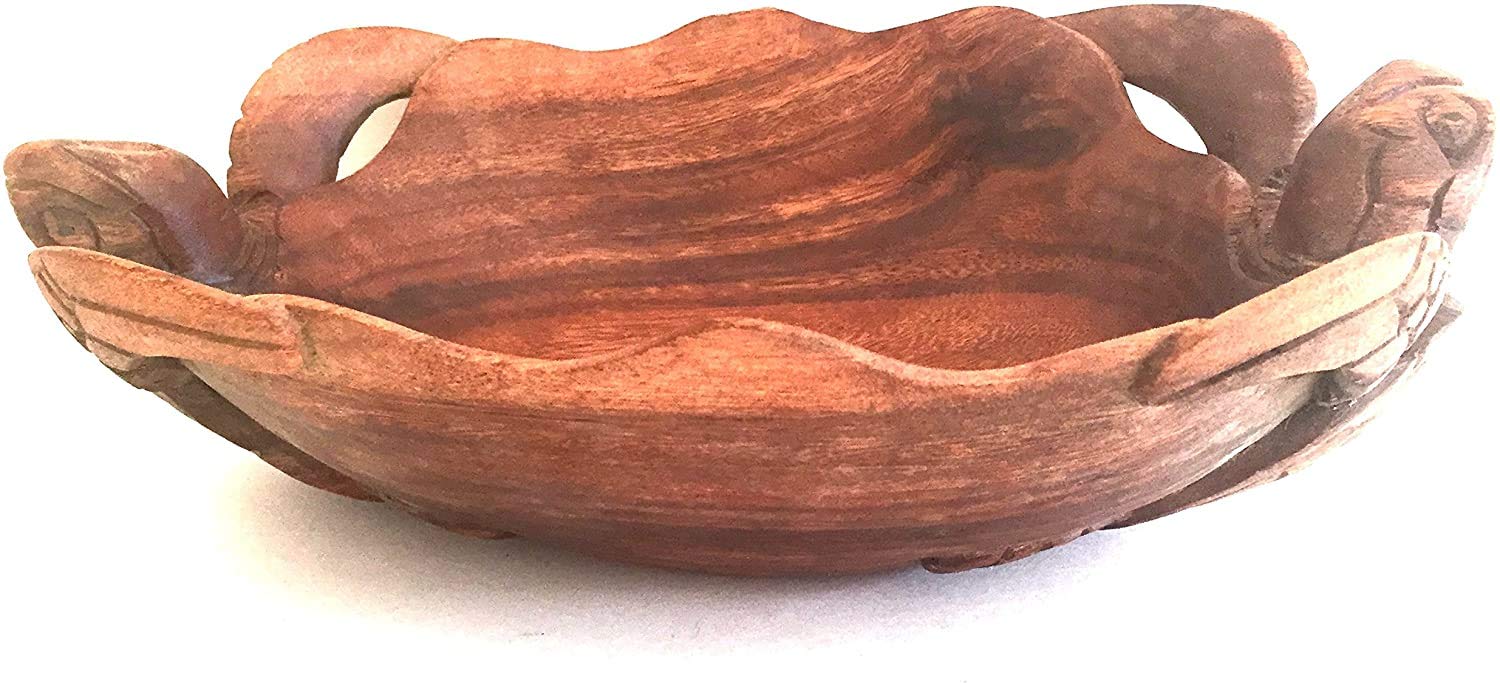 OMA Wooden Turtle Decorative Bowl Centerpiece Hand Crafted Fruit Bowl Serving Bowl Platter Candy Dish Home Decor XLarge