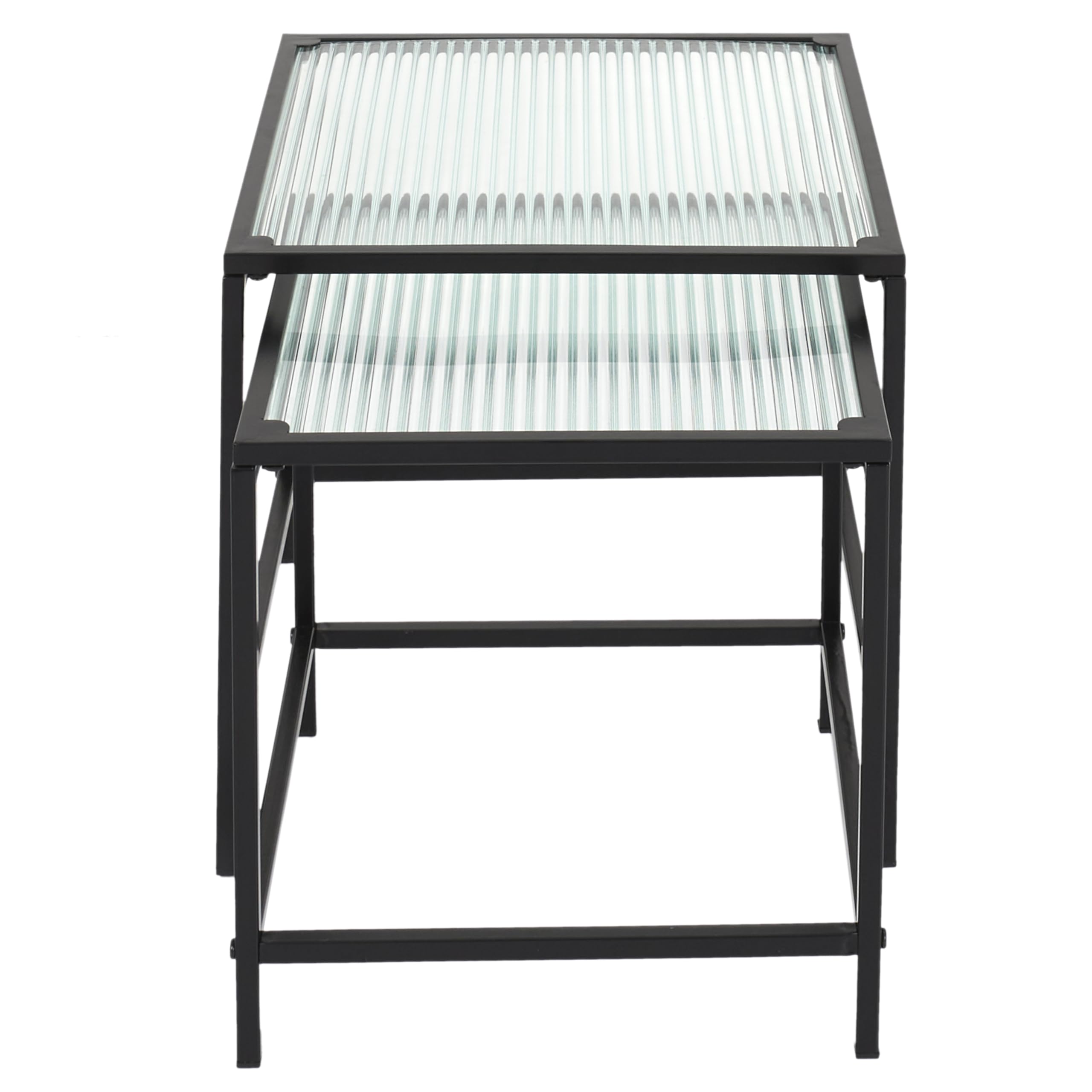 HOME DECO FACTORY - HD7195 Table Gigogne en Verre Trempé et Fer - Élégante et Moderne - pour Salon ou Chambre - Dimensions Grande 40 x 38 x 40 cm - Petite 35 x 35 x 35 cm - Couleur Noir