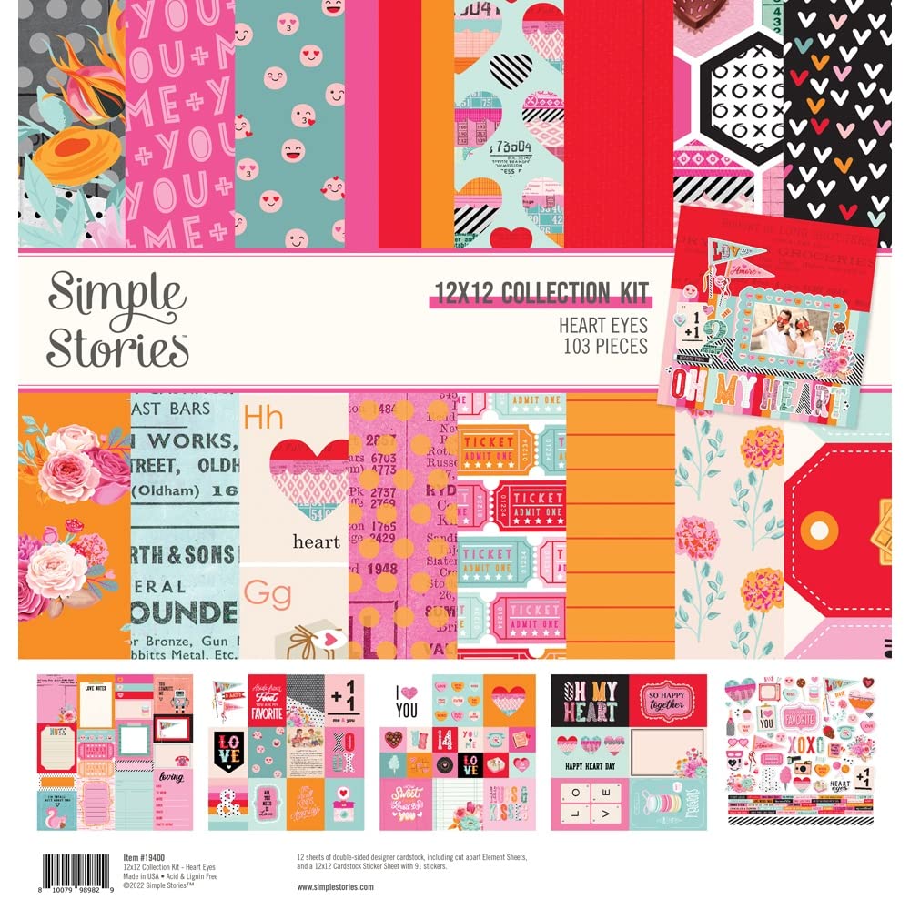 Kit Yeux en cœur Simple Stories 30,5 cm avec papiers épais sans acide