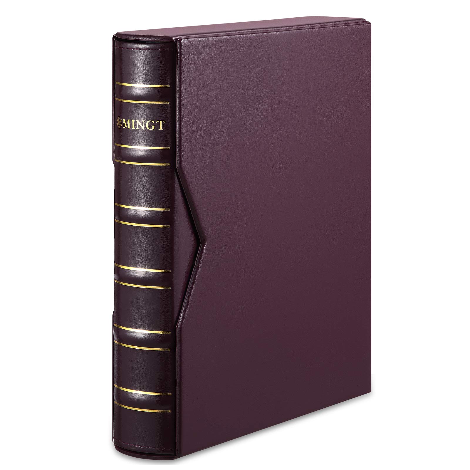 MUDOR Premium PU Classic Binder with Slipcase Storage Case, 4 Ring Binder Albums Stockbook for Stamps, Documents, Coins, Bank Notes,Without Inner