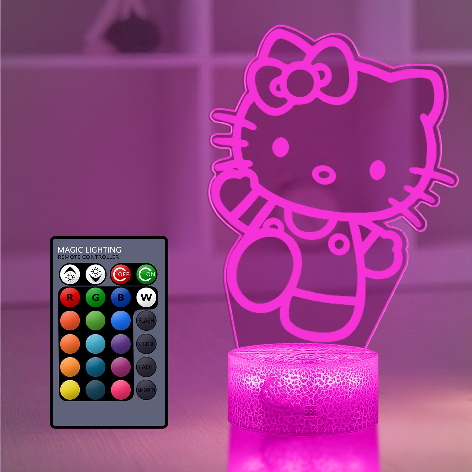 XJMZX Cute Night Light 3D Bedroom Decor for Birthday Christmas Party Smart Remote Control Boy Gifts for Childrens