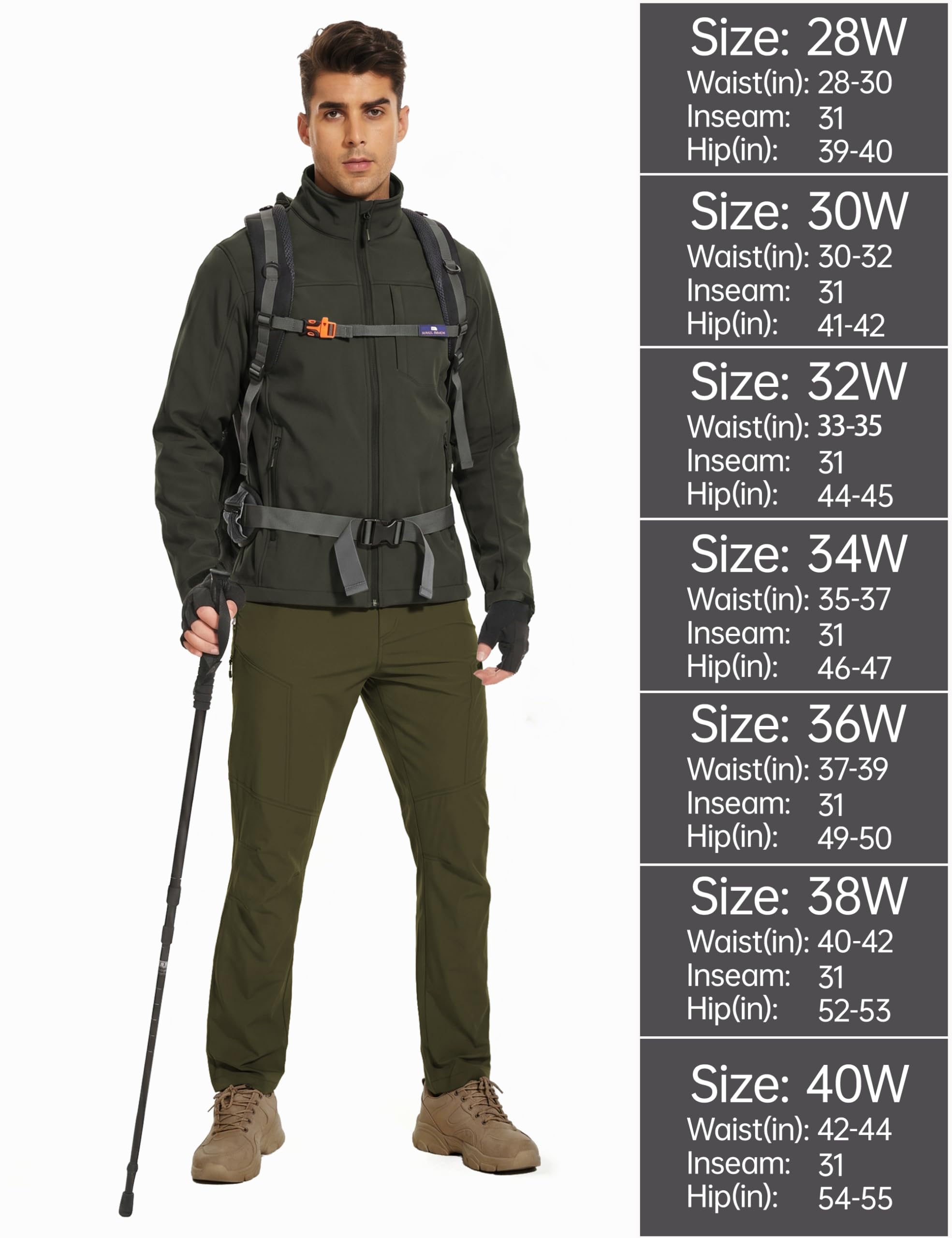 NATUVENIX Męskie spodnie turystyczne, lekkie spodnie outdoorowe dla mężczyzn, odporne na działanie wody, spodnie trekkingowe, szybkoschnące, spodnie podróżne, rozciągliwe spodnie robocze