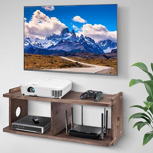 Miniatura 7 de BEARUT Estante flotante para proyectores estante de enrutador soporte de pared para TV soporte de router WiFi caja de almacenamiento para módem