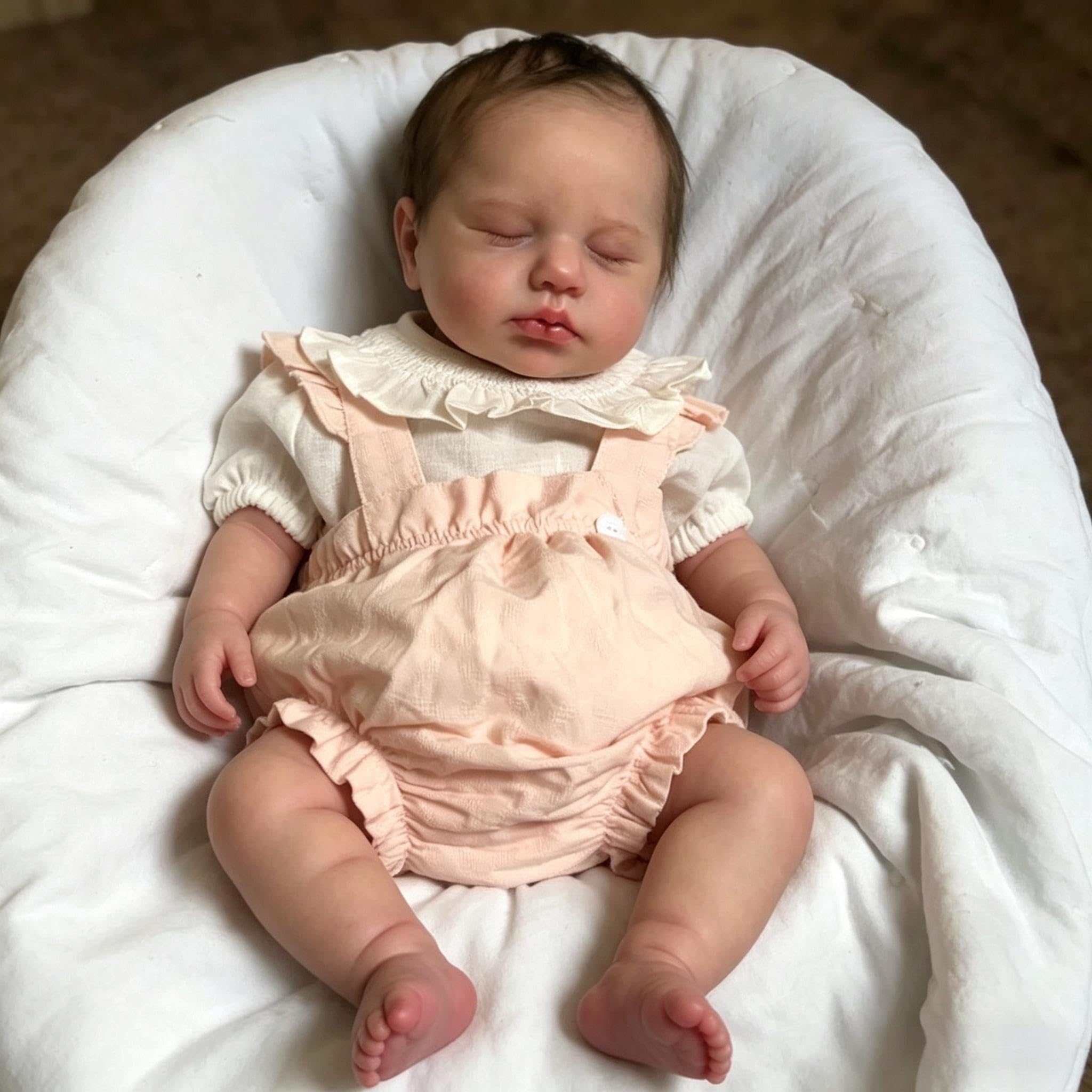 RXDOLL 50CM Reborn Baby Vollvinyl Lebensecht, Reborn Puppen Lebensecht Vollsilikon Baby Mädchen, Babypuppen Wie Echt, Echte Babypuppe, Vinyl Puppe Mit Haaren