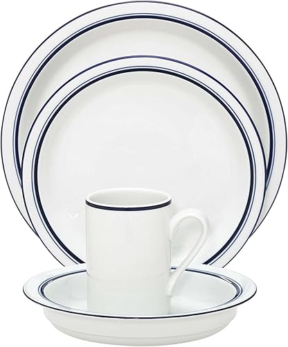Christianshavn - Juego de mesa de porcelana (4 piezas), color azul