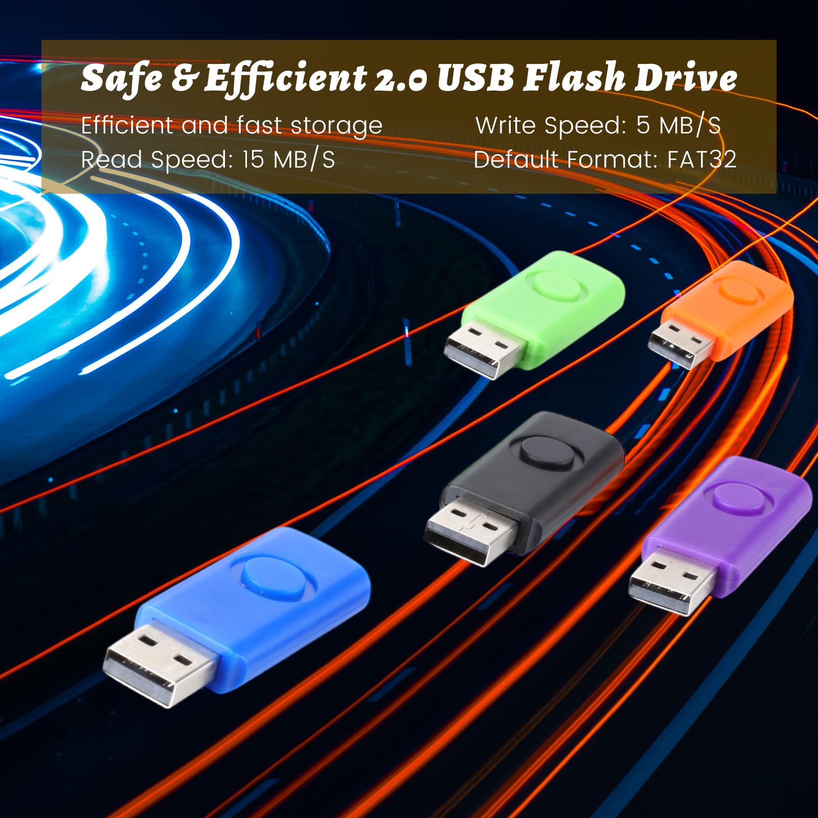 Kanayu Lot de 50 clés USB 2.0 de 128 Mo - Convient pour ordinateur de bureau, ordinateur portable, voiture - Pour stockage externe et sauvegarde - 5 couleurs - Pas de 128 Go