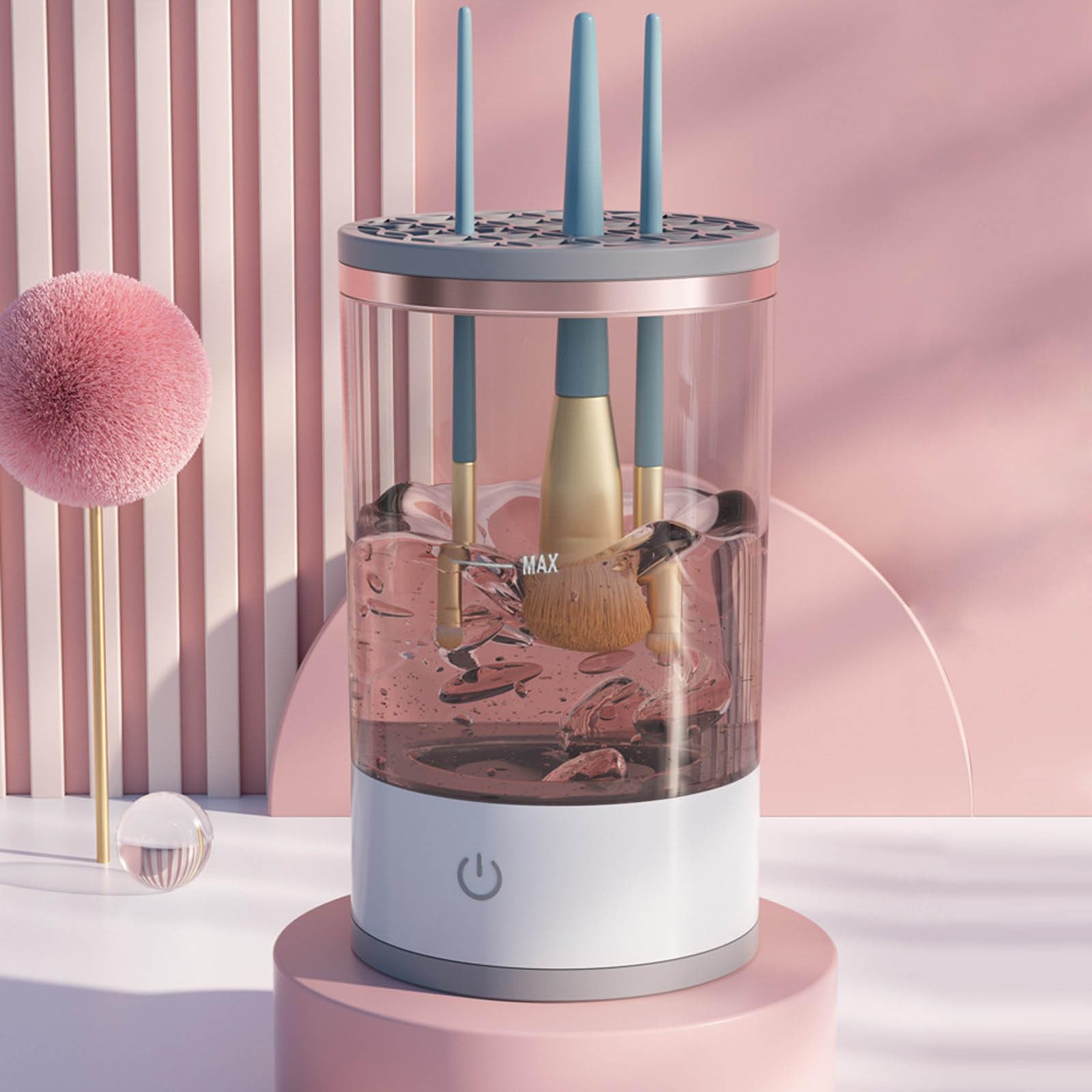 Electric Makeup Brush Cleaner - Automatic Spinning Makeup Brush Cleaner - Large Capacity Makeup Brush Cleaner Machine - One Button Control - Ideal for All Size Beauty Makeup Brush