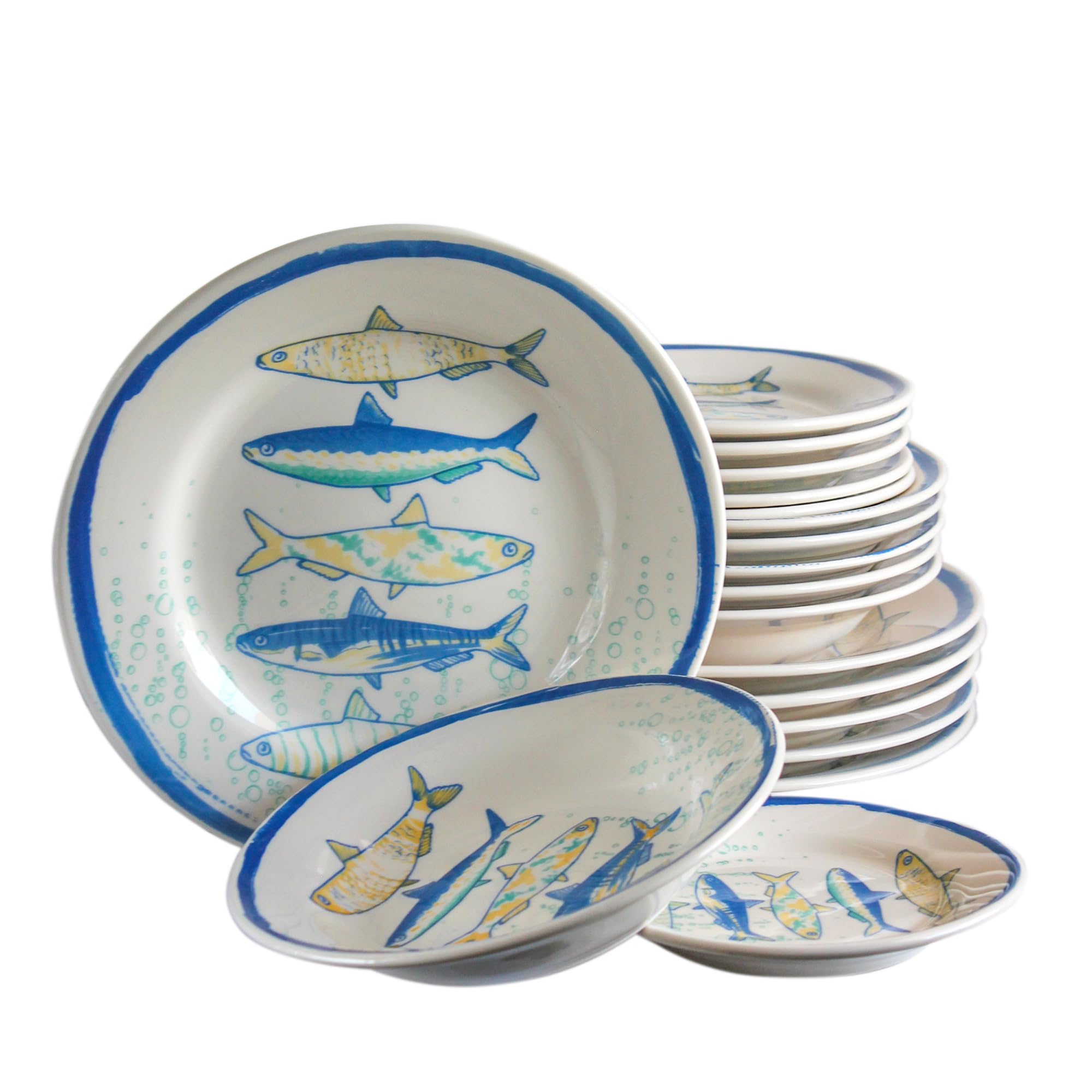 vajilla 18 platos, para 6 personas; 6 llanos grandes 26cm; 6 para postre 19cm; 6 hondos 22 cm (18 platos para 6 personas)