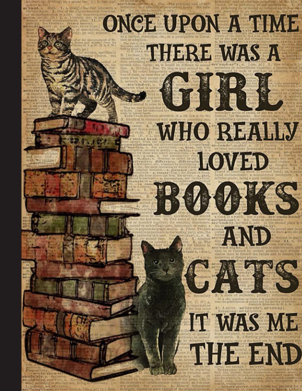 Who Really Loved Books And Cats Notebook: Gifts for Book Lovers / Reading Notebook [ Softback * Large (8.5" x 11") * 110 Pages & More... ]