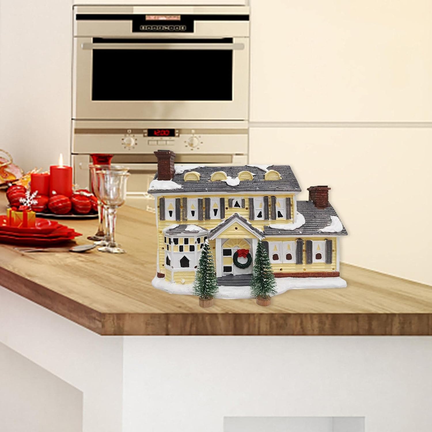 jojomis クリスマス 雪の村 建物 オーナメント LED ホームホリデー用、25x14.5x16cm、標準