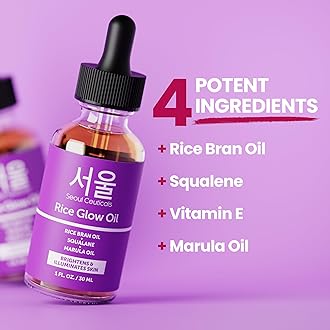 SeoulCeuticals Rice Bran Oil for Skin - 30ml Korean Skin Care Facial Glow Oil With Squalane & Vitamin E - Cruelty Free K Beauty Skincare for Glass Skin