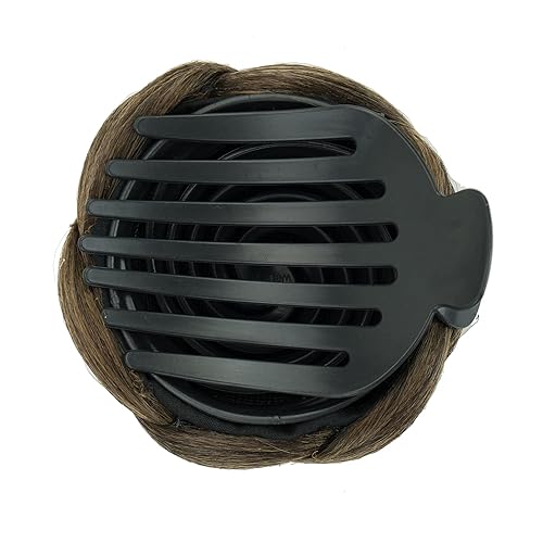 Miniatura 2 de IMISSU Extensiones trenzadas de moño para bailarina, dona, moño de garra, moño para boda, fiesta (M1 mezcla marrón)