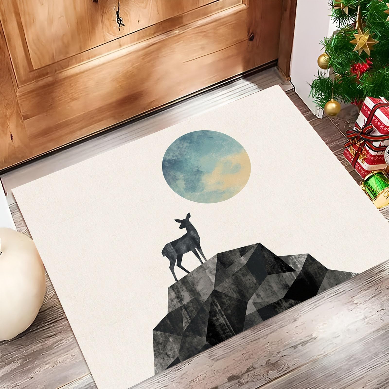 Gris-Bleu Minimaliste Modernepaillasson Durable Et Antidérapant Retient L’Eau Et Les Saletés Facile À Nettoyerpaillasson Interieur80 X 120 Cm Tapis D'Entrée Antidérapant