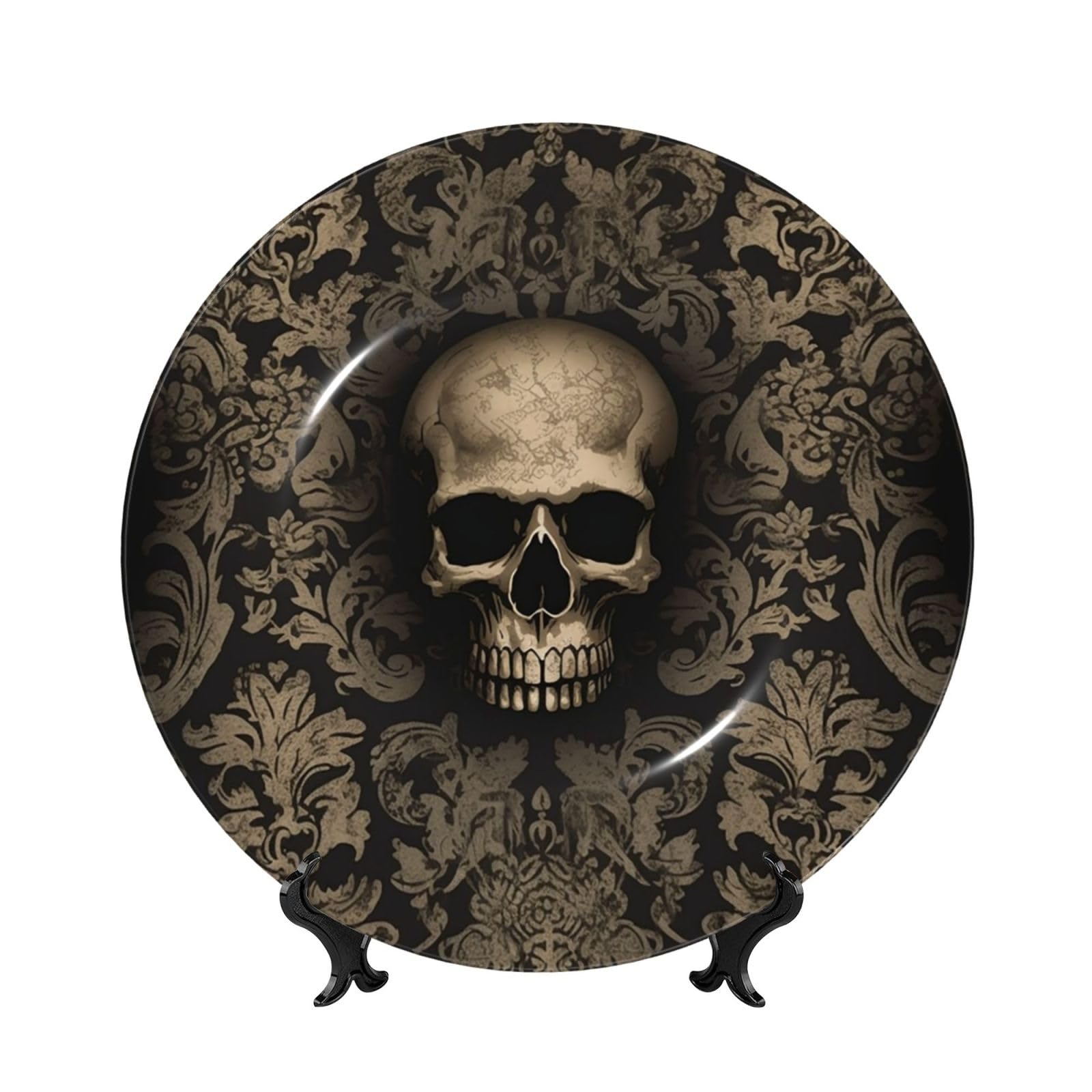 Assiette décorative gothique en porcelaine anglaise pour sublimer bureau et salon